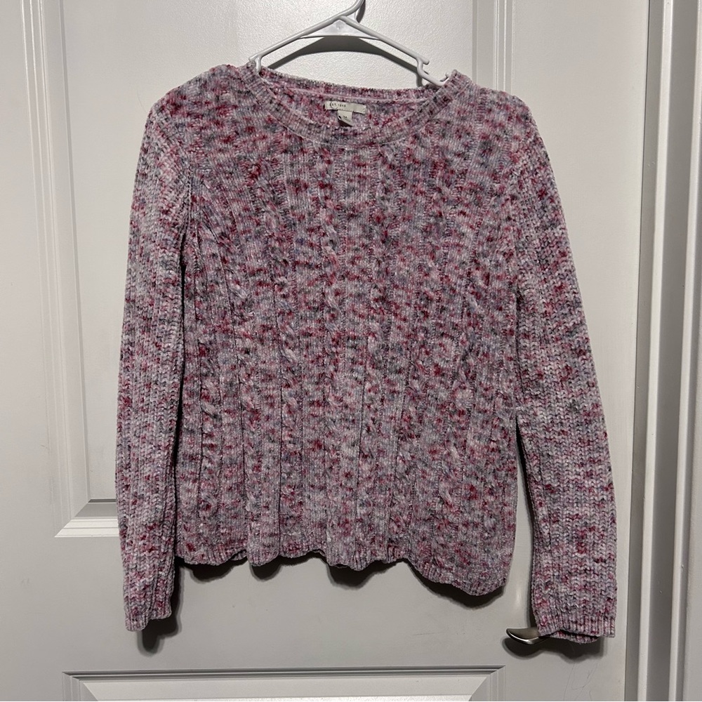 Cato Monochrome Light Dark Pink White Super Soft Knit Long Sleeve Sweater